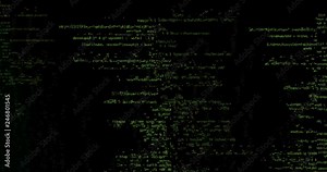 Green screen coding hacker concept animation with glitch. Programming code typing error. Big data and Internet cyber attack. Programming code abstract. Blockchain concept, computer digital code