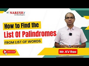 List Palindromes Program Python | Find Palindromes in List of Words | NareshIT