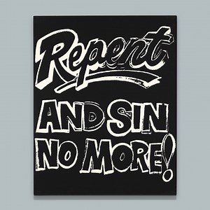 3.3K views · 137 reactions | The King of Pop, Andy Warhol also had a spiritual side that came to the fore during the latter years of his career when he began to explore mortality and religion, flirting with styles and symbolism from Eastern and Western Catholic art history, and reframing them within the context of Pop. Discover the story behind works such as ‘Repent and Sin No More! (Negative)’ (1985-86), currently available for private sale. https://bit.ly/2xq6QtC | Sotheby's | Facebook
