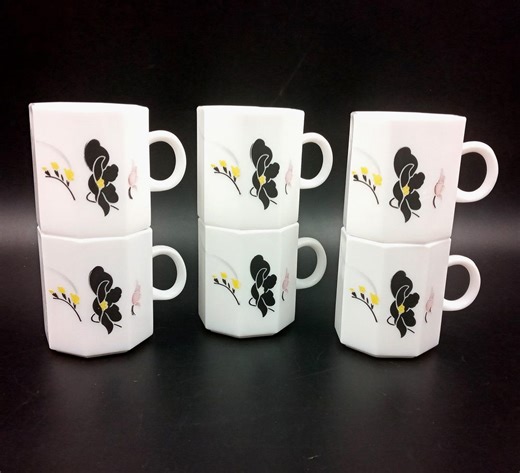 6 8cl Opaline Cups, France Vintage Arcoroc Octime White Anaïs Model, 1980s - Etsy Canada