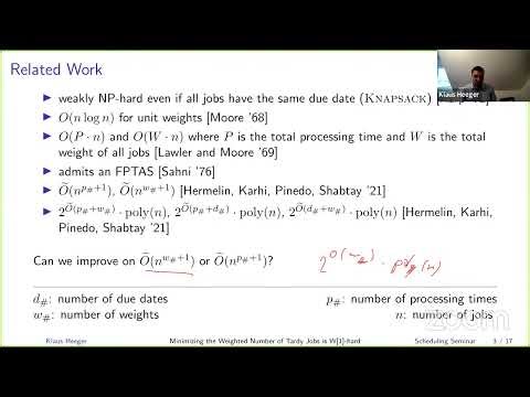 [Scheduling seminar] Klaus Heeger (Ben Gurion University) | Minimizing the Weighted Tardy Jobs...
