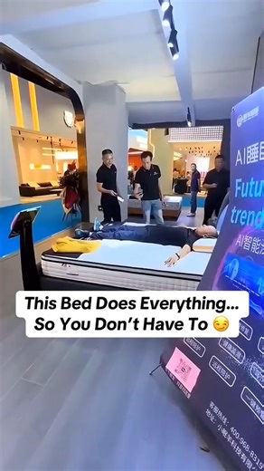 1.9K views · 12 reactions | This high-tech motion bed isn’t what you think… it was built to relieve back pain — but people are clearly using it for more. Would you try it?藍 #MadeMeLaugh #SmartTech #WeirdInventions #BackPainRelief #ChinaGadgets #viral #fyp | MrInfo | Facebook