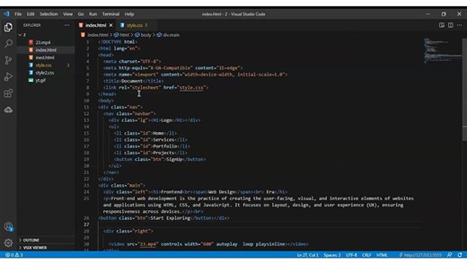 Frontend web design using html css