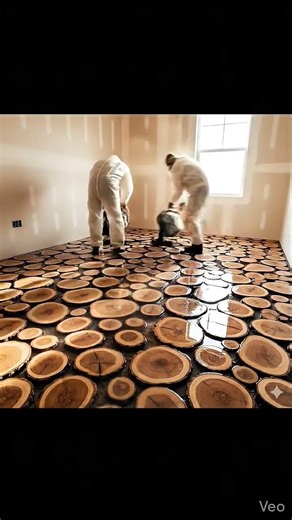 Wood Slice Floor, Rustic Home, Interior Design, Home Renovation