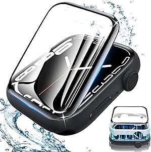 YMHML 2 Pack for Apple Watch Series 8 7 Screen Protector 41mm, Upgrade Tempered Glass 3D Curved Edge Full Coverage Waterproof Clear Film iWatch 41mm Accessories, Transparent