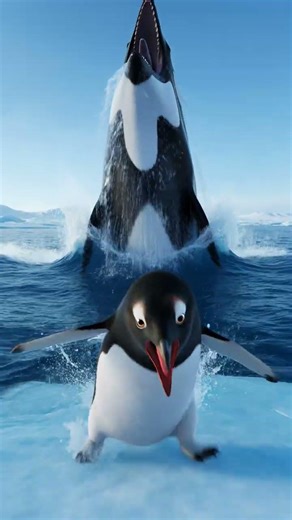 The Great Escape | Epic AI Penguin & Orca Chase #aifunny