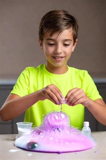 12 Year Old Boy Doing Colorful Volcano Experiment | Safe & Fun Science Activity”