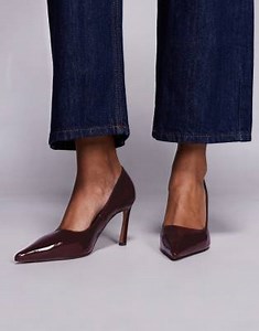 ASOS DESIGN Shore mid heel pumps in dark red | ASOS