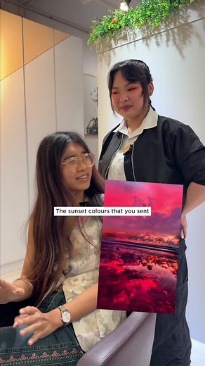 Sunset Hair Transformation with Vibrant Colors and Layers