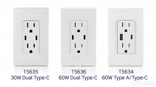 Leviton Decora 15 Amp Tamper Resistant Duplex Outlet with 60W USB-A + USB-C Power Delivery Charger, White (1-Pack) T5634-W R02-T5634-00W