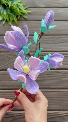 Beautiful Craft Idea! How to make Magnolia with from Chenille Wire DIY Easy Flower