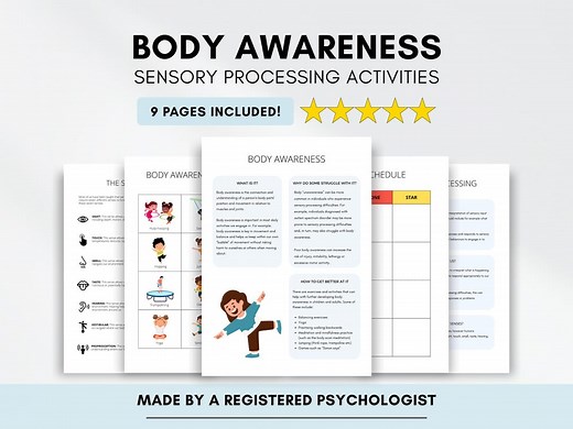 Body Awareness Therapy Worksheets With Sensory Processing Activities (PDF Digital Download) - Etsy