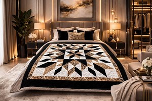 Luxury Star Quilt Pattern PDF – Modern Black White & Gold Geometric Quilt – Elegant Bedroom Patchwork Design – Instant Download - Etsy Australia