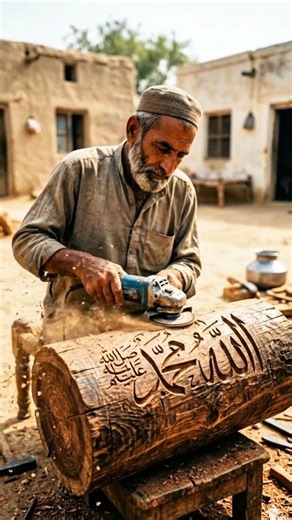 Amazing Islamic Art 🕌 Allah Muhammad Carving on Wood (So Satisfying) #carvings #shorts #viral