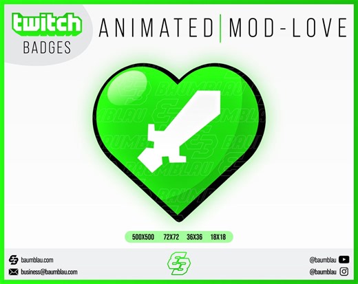 Animated Twitch Mod Love Emote/badge (digital Download) - Etsy