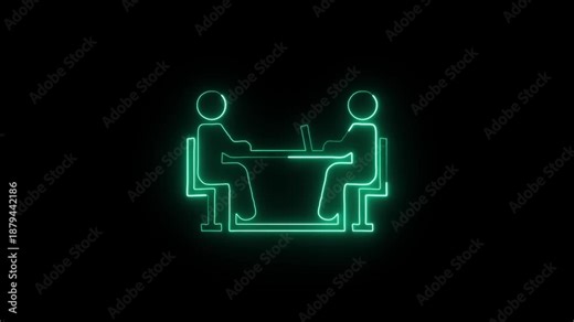 Meeting Icon Animation with Glowing Lines on Black Background