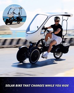 77K views · 1.2K reactions | No plug? No problem. This bike uses the sun to power your ride—up to 50 km a day! Tested at Eurobike 2025, it's redefining urban mobility. Would you ride one? | Startup Selfie | Facebook