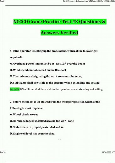 NCCCO Crane Practice Test Questions and Answers Latest Verified Answers258 new video