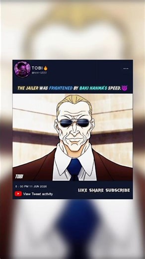 THE JAILER WAS FRIGHTENED BY BAKI HANMA'S SPEED.😈#baki