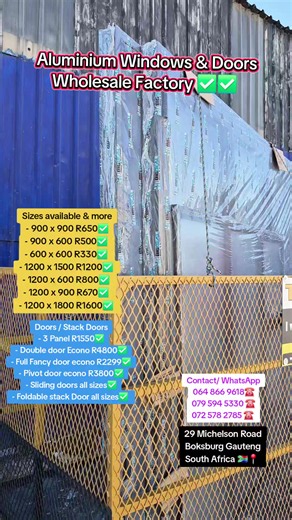 Aluminium Windows & Doors Wholesale Prices Boksburg — Sizes & Contact