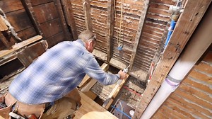 Small bathroom subfloor installation tips...always use steel plates to protect plumbing below the joists...if you're redoing a bathroom and need help, join Bathroom Repair Tutor's Video Library of over 315 step by step tutorials...make your bathroom renovations easier at https://bathroomrepairtutor.com/ 👍🏼 | Home Repair Tutor