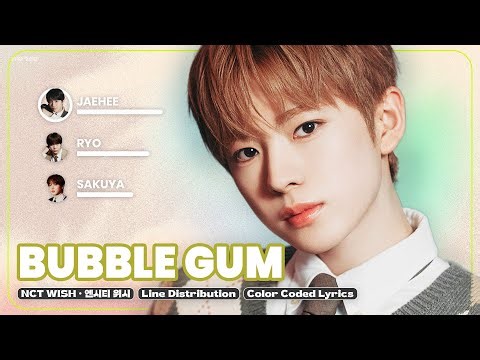 NCT WISH - BUBBLE GUM • (Line Distribution + Color Coded Lyrics)