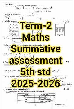 5th standard term 2 maths summative assessment question paper with answers 2025-2026