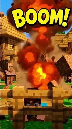 Atomic Creeper Blows Up Steve's Village! Minecraft Meme Chaos