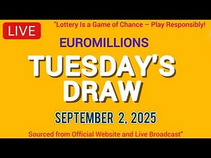 The National Lottery Euromillions Draw Live results from Tuesday 02 Sep 2025 | Euro Millions