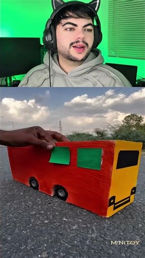 Testing a styrofoam bus using a remote control 😳