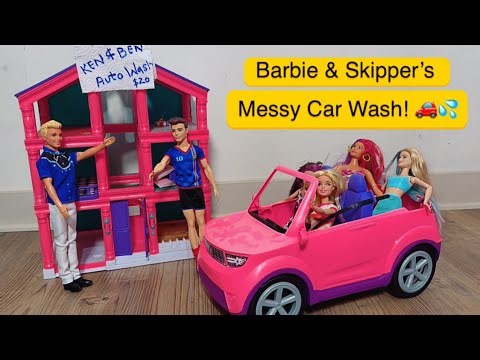 🚗💖 Barbie & Skipper’s Fun Day at Ken & Ben’s Car Wash! | Barbie Toy Play Video