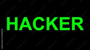 video animation hacker green text, on a transparent background with alpha channel set to zero