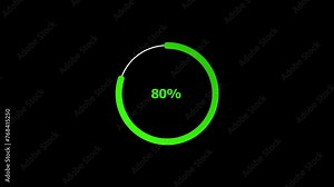 80% number percent circle loading icon pie chart diagrams modern design animation background.