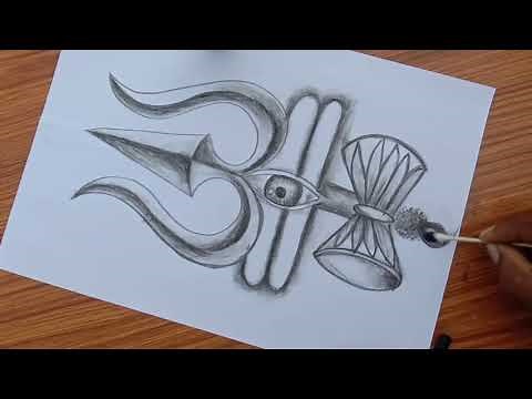 trishul drawing / trishul tattoo drawing / how to draw a trishul / step by step ...