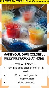 764K views · 3.1K reactions | Make Your Own Colorful Fizzy Fireworks at Home Looking for a science activity that kids will love? These Baking Soda and Vinegar Fireworks are bright, bubbly, and full of surprise. With just a few simple ingredients, you can create fizzy mini “explosions” of color that look just like fireworks—right on your kitchen table. | Kira Recipes | Facebook
