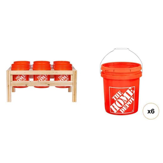 5 Gallon Orange Bucket and Cedar Rectangle Elevated Garden Bed (43 in. x 28 in. x 20 in.) Combo - The Home Depot