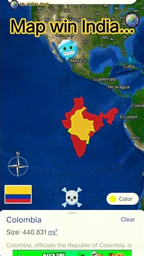 India🇮🇳 VS Colombia🇨🇴 area size comparison on map🗺️| Columbia win map| #INDIA #COLOMBIA #world map..