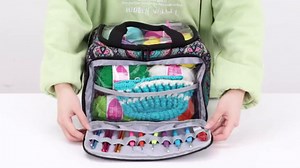 LoDrid Small Yarn Storage Bag with 2 Grommets, Portable Knitting Tote for Knitting Kit & Crochet Accessories, Yarn Project Organizer for Knitting Supplies Set for Adults, Totem (Bag Only)