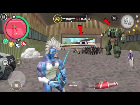 Rope Hero Vice Town (Rope Hero with Drive Police Car and Enter Army Warehouse - Zombies in Army Base