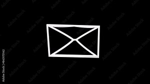 Envelope opening animation.Mail, paper reveal ,invitation ,letter or card animated on black background. Stock Video