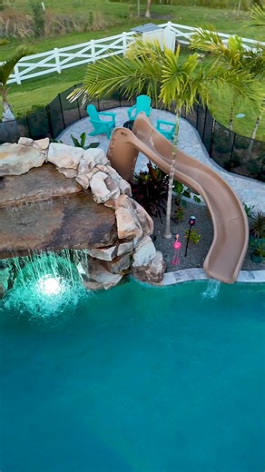 177K views · 4.6K reactions | We love grottos; how about you? Insane Pool recently completed in Sarasota, Florida. It's the perfect-sized pool in which to play and relax, but not something crazy to maintain. #insanepools #lucaslagoons #pool #poolbuilders #backyard #luxurylife #waterslide | Lucas Lagoons | Facebook