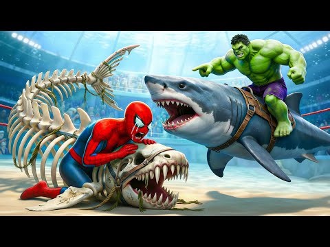 🦈🕷️ SPIDERMAN Wins The Magic Giant MEGALODON Shark Racing Championship – Epic Racing Challenge