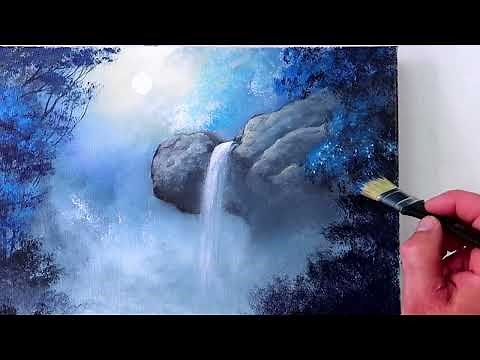 Blue Misty Waterfall | Step by Step Acrylic painting techniques