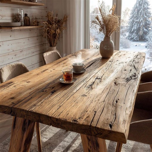 Rustic Wooden Table - Dining Table - Kitchen Table - Wood Table - Farmhouse Table - Handmade Rustic Wooden Dining Table - Etsy Canada