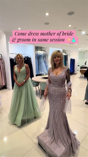 Four stunning gowns, two beautiful women… and in the end, they returned to the dresses that felt like home. ✨ Mother of the Bride & Mother of the Groom styled with love. #motherofbride #motherofgroom #dressshopping #formaldress #fyp