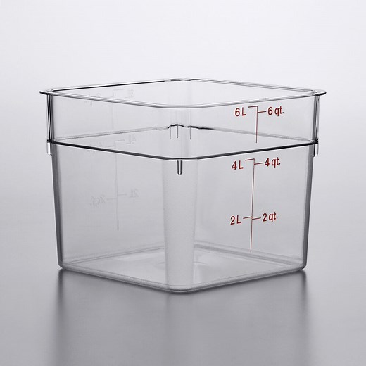 Cambro CamSquares® Classic 6 Qt. Clear Square Polycarbonate Food Storage Container #6SFSCW