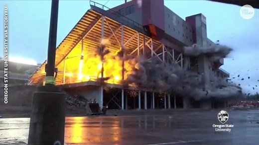 Watch Oregon State University implode part of football stadium
