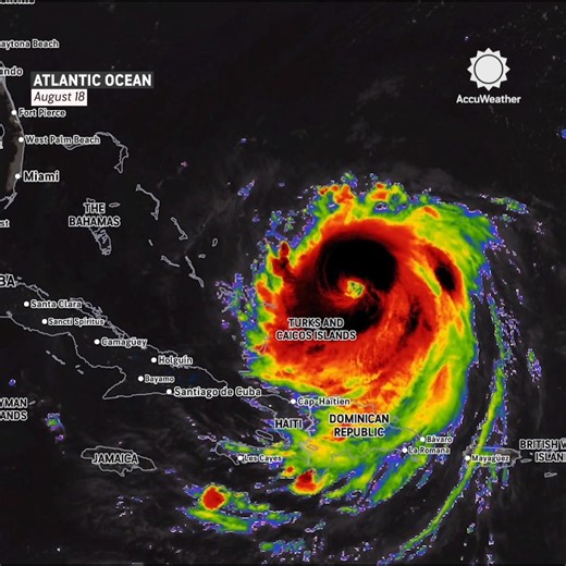 136K views · 780 reactions | Hurricane Erin restrengthened into a dangerous Category 4 hurricane as its outer rainbands impact the Turks and Caicos Islands on Monday morning. https://bit.ly/45QHsKJ | AccuWeather | Facebook