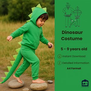 Kids Dinosaur Costume Sewing Pattern | PDF Halloween Outfit |ages 5-9 | Instant Download - Etsy Canada