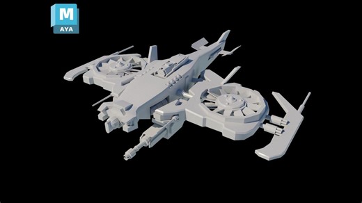 【Maya建模】科幻战舰飞船模型制作教程，适合新手学习的maya建模案例，maya建模入门案例教程
